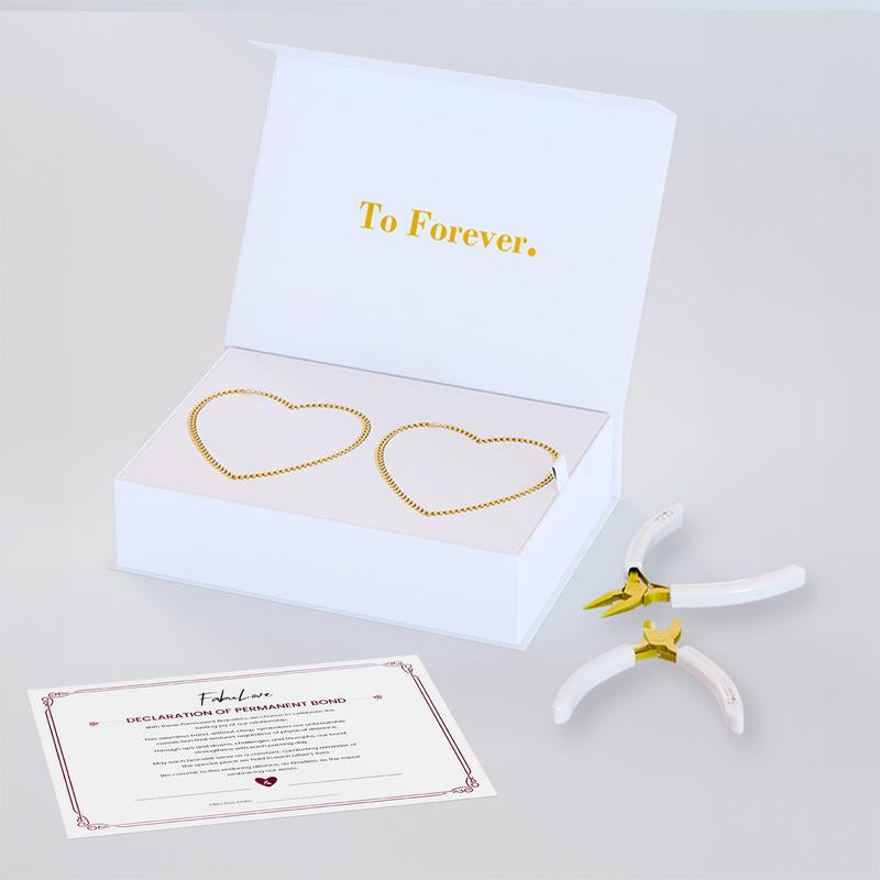 Fabulove Permanent Couple'S Bracelet Kit - DIY Forever Bracelets for Couples - Stainless Steel Infinity Jewelry - Romantic Date Night Activity - Promise Ring Alternative - Long Distance Relationship Gift